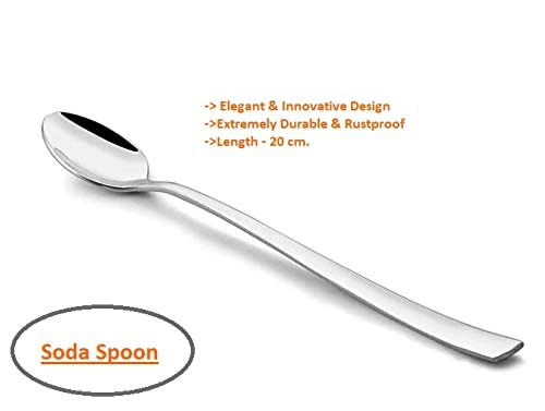 NJ Long Handle Iced Tea Spoon, Coffee Spoon, Ice Cream Spoon for Tall Glasses, Stainless Steel Cocktail Stirring Spoons, Soda Spoons, Extra Long Spoon, Milkshake Spoon: Set of 4