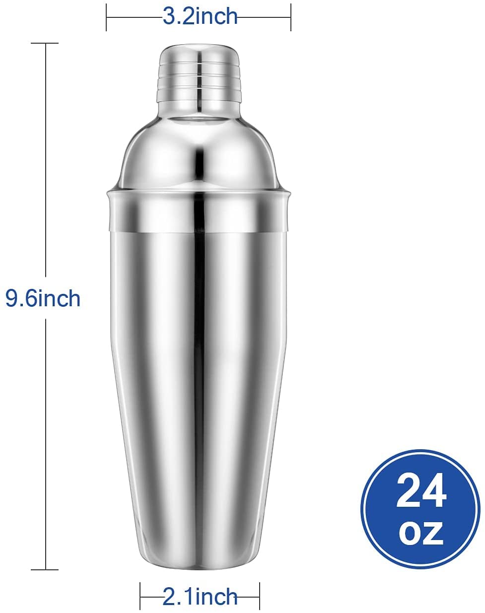 NJ Cocktail Shaker Set, 750 ml Martini Shaker,Drink Shaker Built-in Strainer with 2 Liquor Pourers,18/8 Stainless Steel Bartender Kit Bar Tools: 3 Pcs