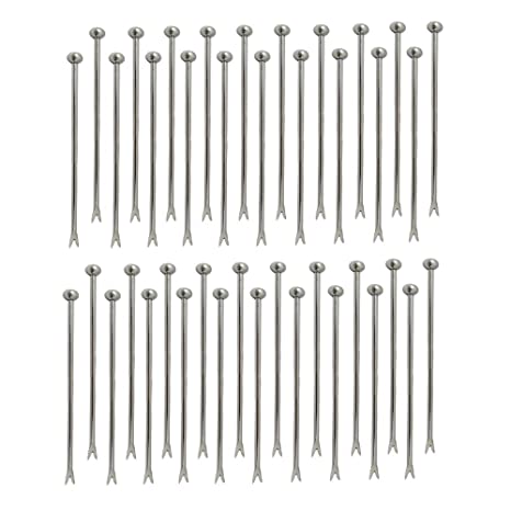 NJ Cocktail Picks 304 Stainless Steel Martini Olive Skewers Reusable Sticks Starter Toothpicks Fruit Stick, Salad Pick, Fruit Chaat picks, Olive Fork, Perfect for Party Home Bar - 4.3 Inches: 40 Pcs