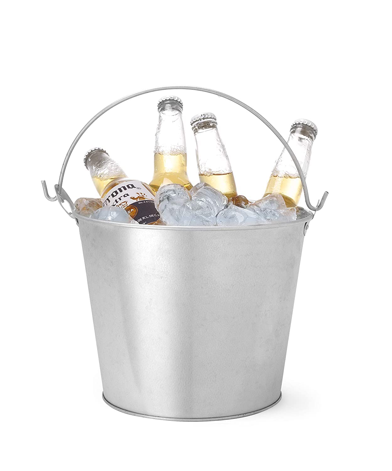 NJ Beer Bucket, Galvanised Beer Bucket Built-in Bottle Opener, Party Bucket, Ice Bucket, Wine Bucket, Bar Bucket, Beer Bucket for Party: 1 Pc.