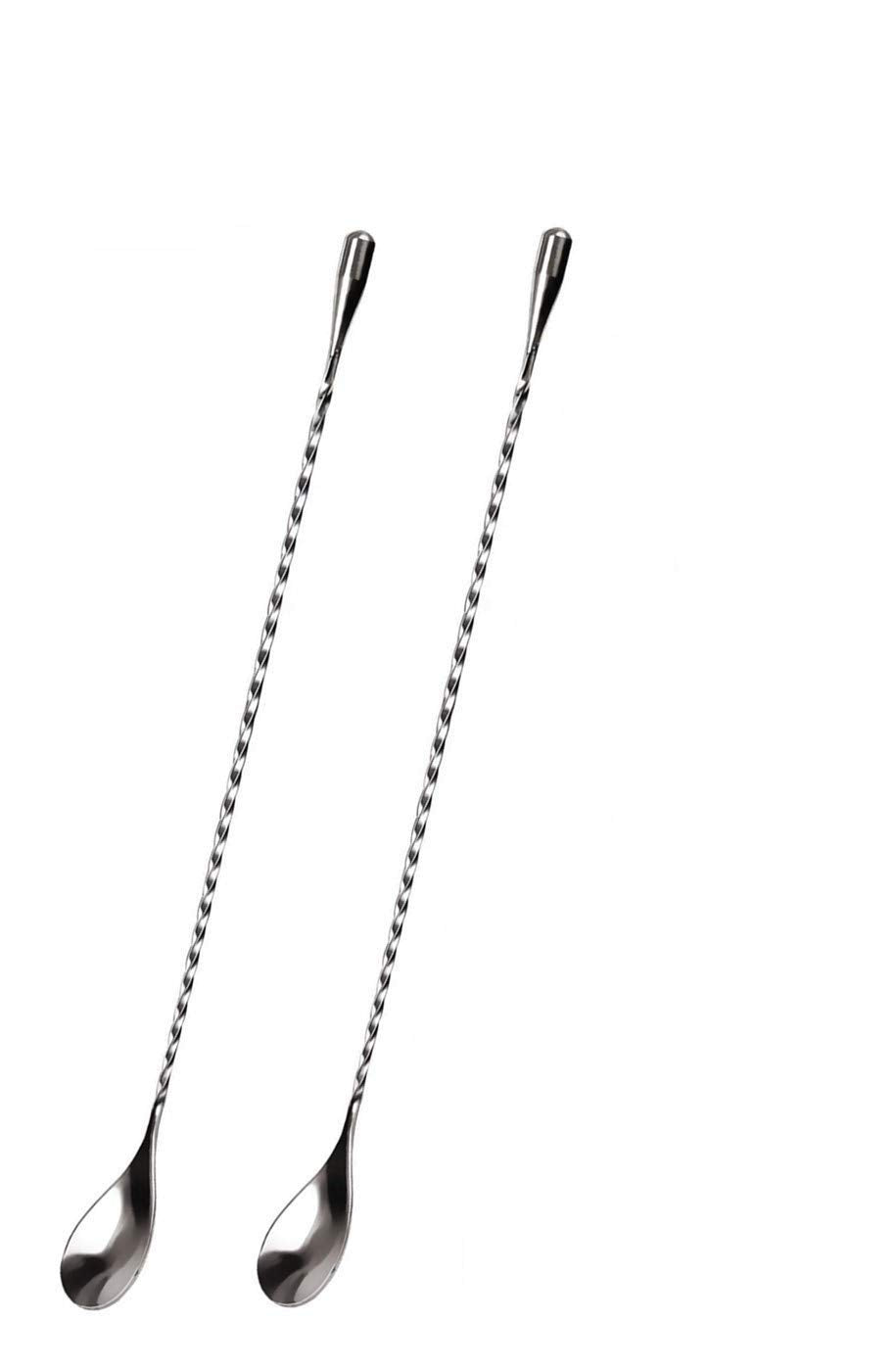 NJ Teardrop Twisted Design Bar Spoon, Premium Cocktail Mixing Spoon, Long Handle Stirring Spoon, Stainless Steel Cocktail Spoon Spiral Pattern, Gift Bar Cocktail Shaker Spoon 12 Inches : 2 Pcs Set