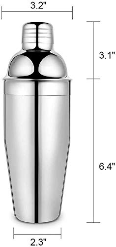 NJ Cocktail Shaker 750 ml , Bar Shaker, Cocktail Tin, Large Boston Shaker, 304 Grade Stainless Steel Cocktail Shaker, Martini Shaker Set, Drink Shaker Built-in Strainer, Bartender Kit.: 01 Pc.