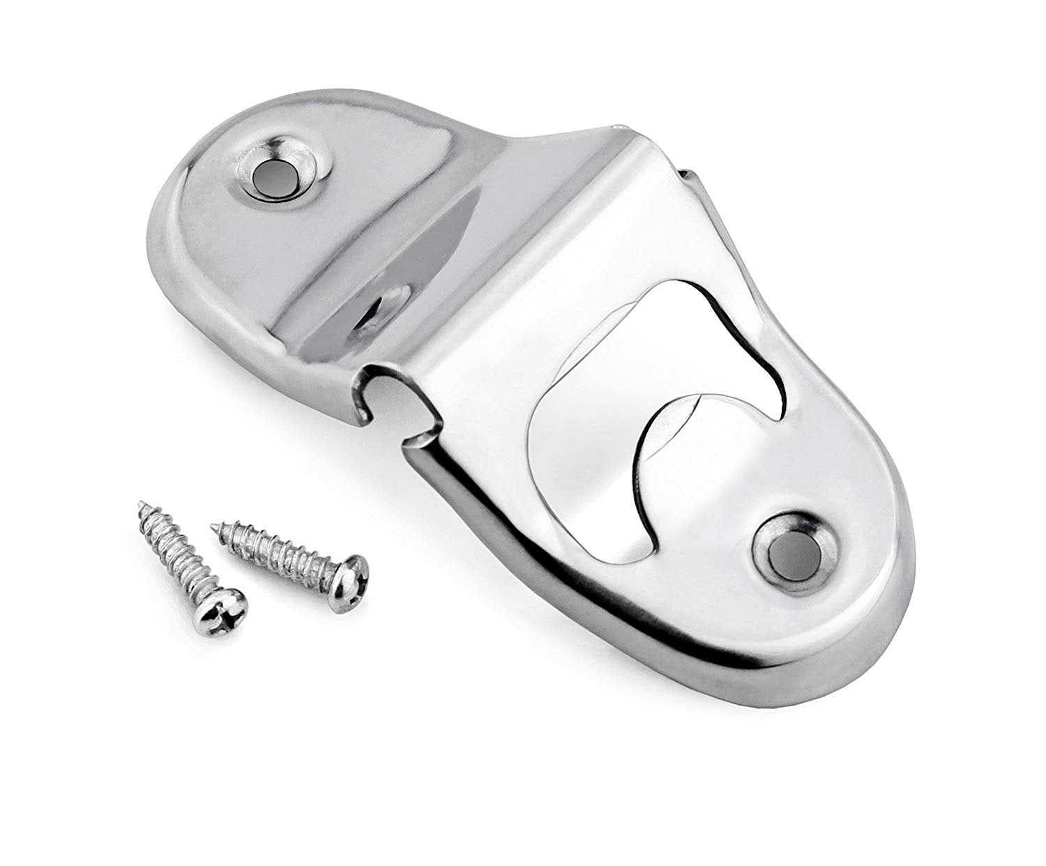 NJ Heavy Duty Stainless Steel Wall Mounted Bottle Opener for Home, Beer Bottle Opener. Indoor Outdoor Opener, Restaurant and Hotel Rooms Includes Free Mount Screws