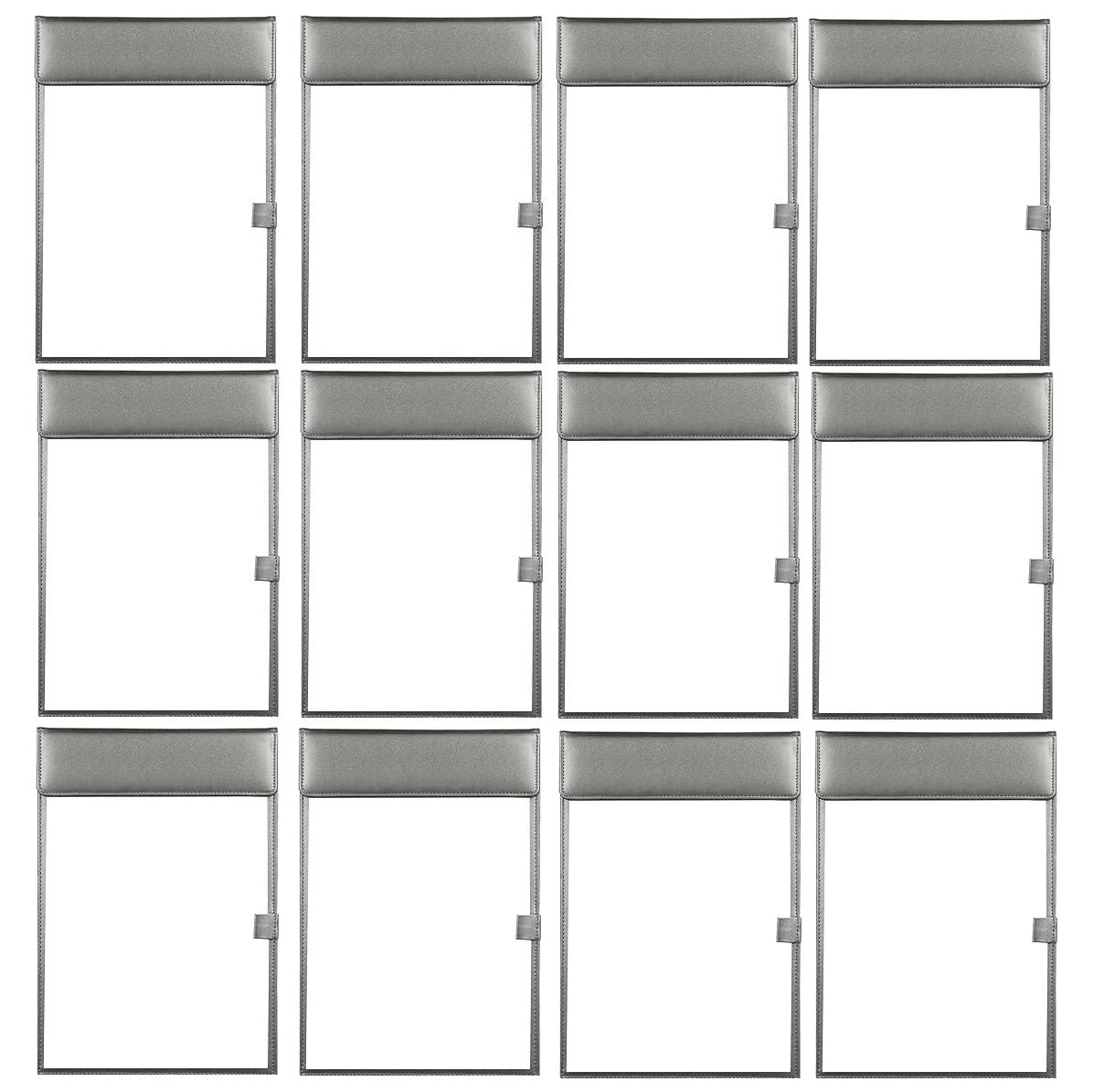 NJ Ultra Smooth PU Leather Clipboard, Business Meeting Magnetic Writing Pad with Pen Holder: GREY