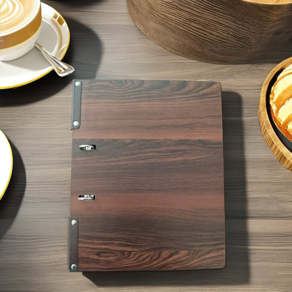 NJ Wooden Menu Folder Binder Cut Design