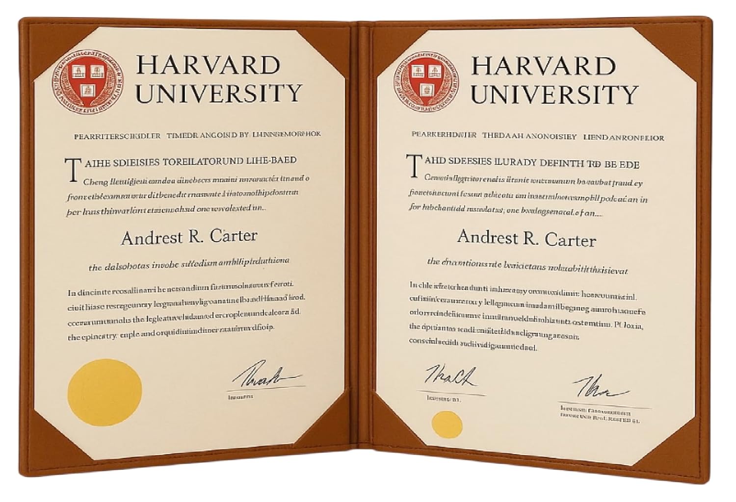 NJ Leather Certificate Holder, Degree Folder, Diploma Cover Holds A4 Size Paper : BROWN