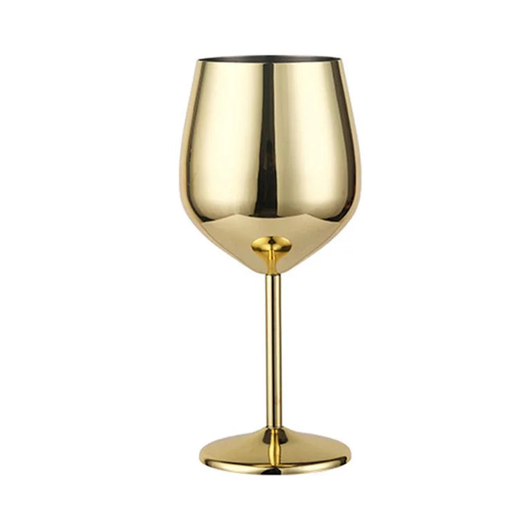 Gold Wine Glasses, Shatter Proof Gold Coated Steel Unbreakable Wine Glass Goblets, Gifts for Men and Women, Party Supplies