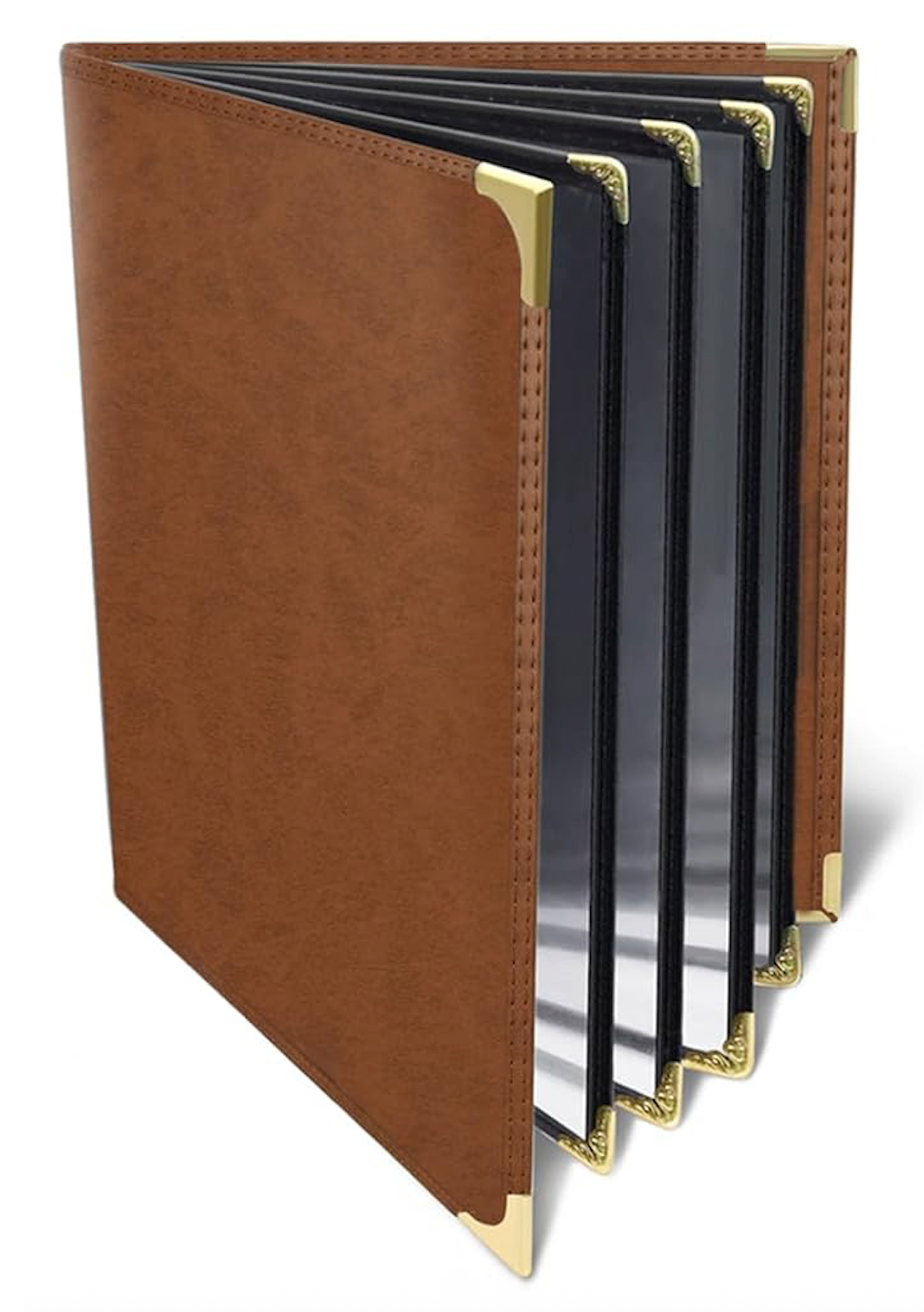 NJ Premium Transparent PVC Menu with Leather Cover - 12 View