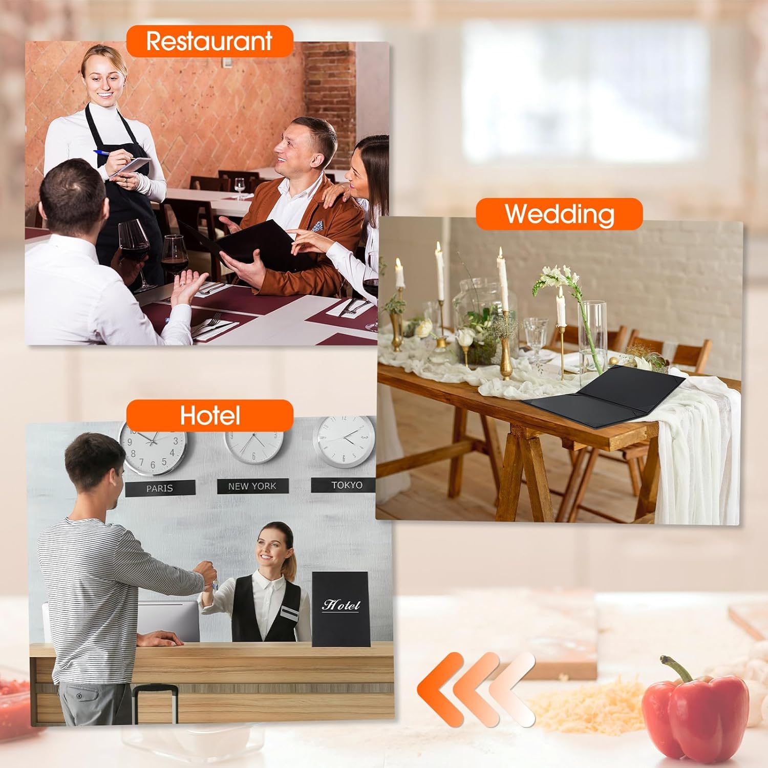 NJ Restaurant Leather Menu Cover Holder 9x12" Inches: 2 View folder