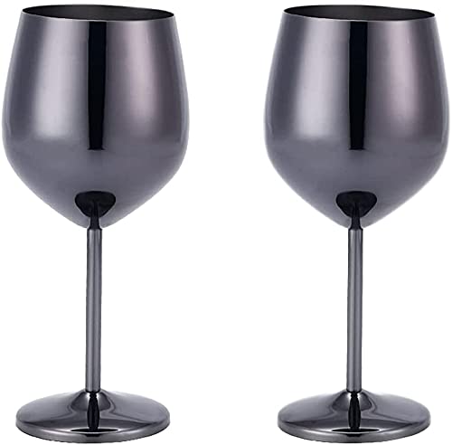 Stainless Steel Wine Glasses - Unbreakable Goblets: Black Finish