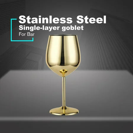 Gold Wine Glasses, Shatter Proof Gold Coated Steel Unbreakable Wine Glass Goblets, Gifts for Men and Women, Party Supplies