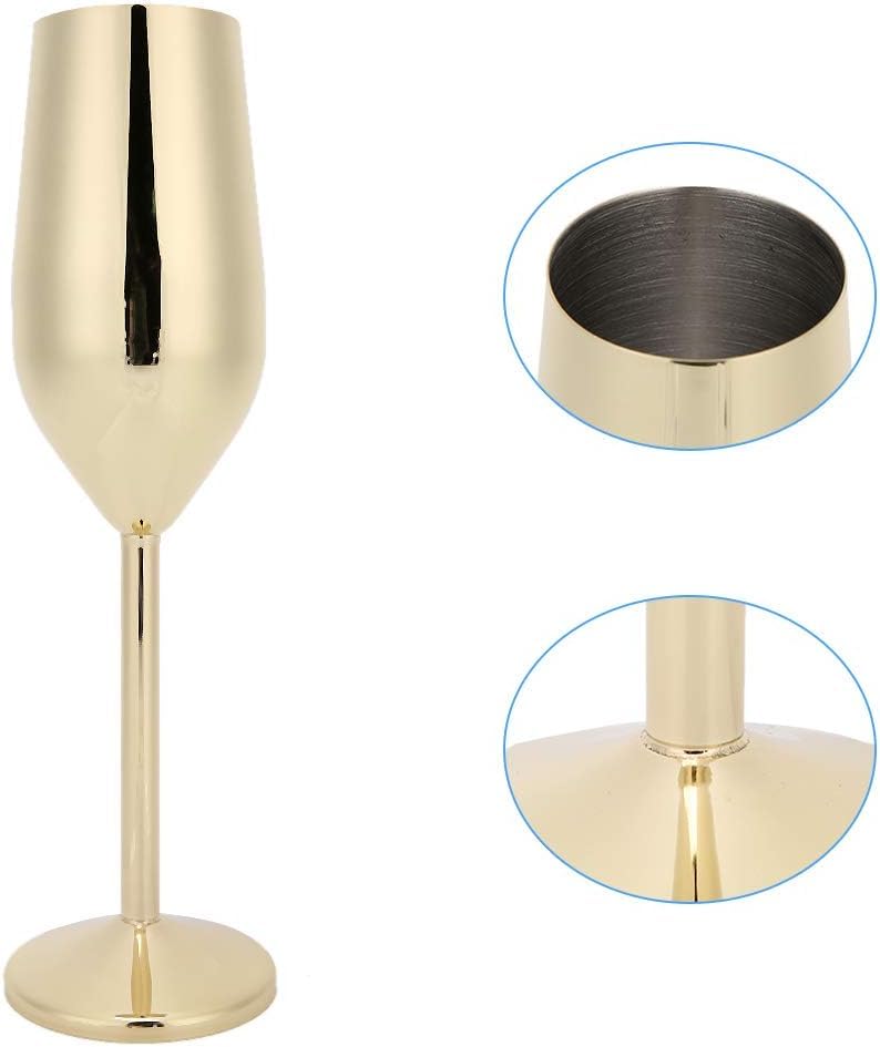 Champagne Flute, Stainless Steel Unbreakable Wine Glass, Shatterproof Drinking Cups for Bar and Home Party: Gold Finish