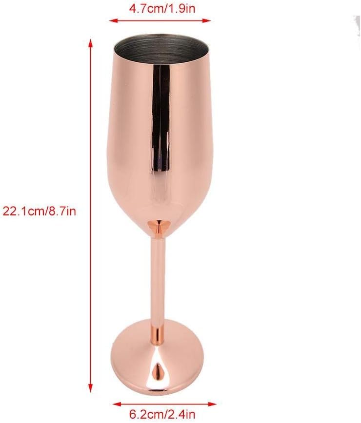 Copper Plated Champagne Flute, Stainless Steel Unbreakable Wine Glass, Shatterproof Drinking Cups for Bar and Home Party: Copper Finish