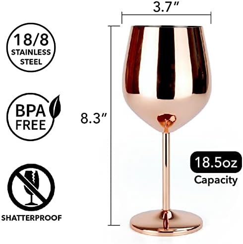 NJ Copper Wine Glasses, Shatter Proof Copper Coated Unbreakable Wine Glass Goblets, Premium Gift for Men and Women, Party Supplies - 360 ml : 2 Pcs