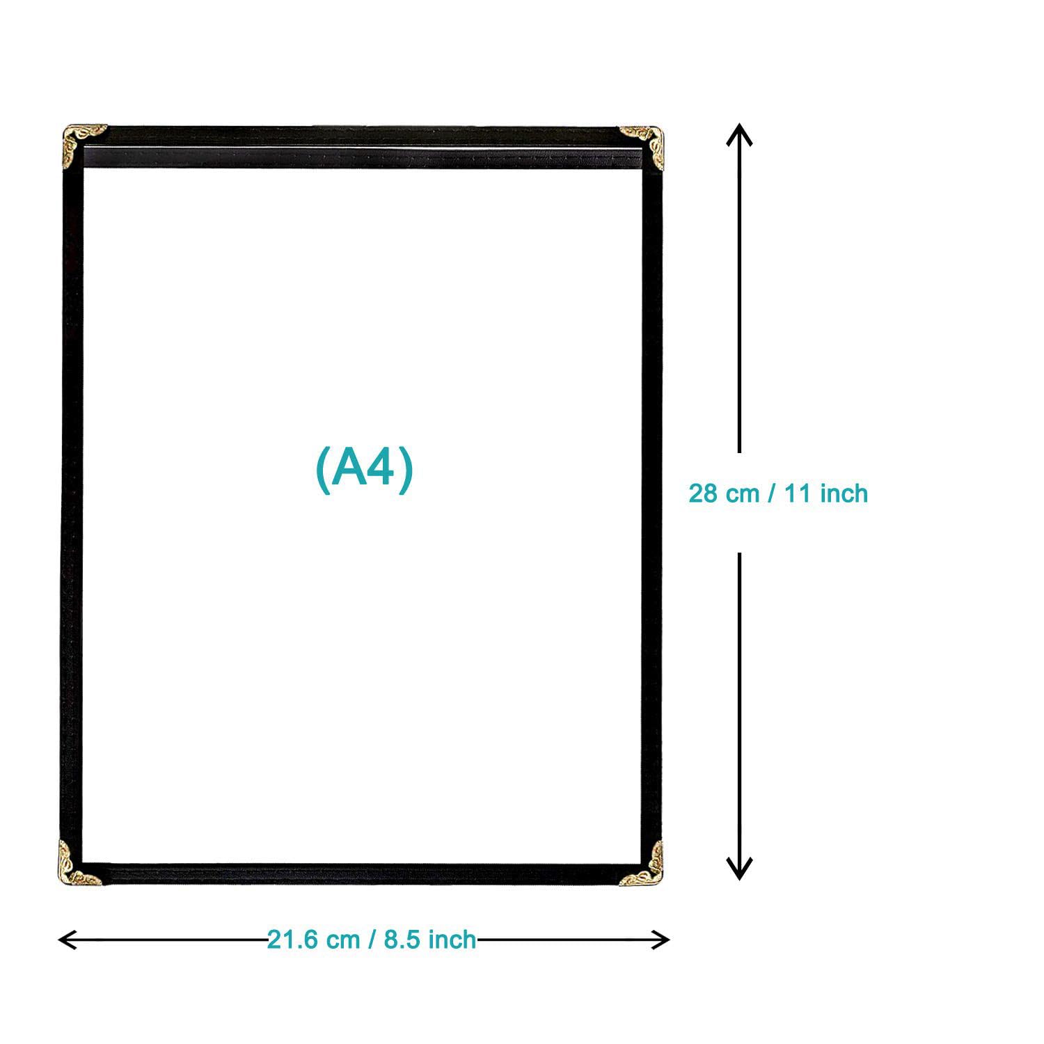 Menu Covers - Single Page, Fits 8.5 x 11 Inch Page Menu Holder Double Stitched Restaurant Menu Two Clear Viewing Surfaces