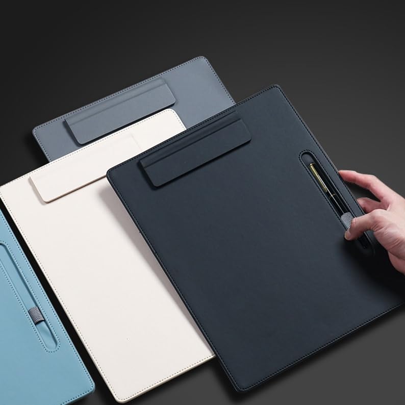 NJ PU Leather Magnetic Clipboard & Document Holder for Business Meetings 33x25 cm: BLACK