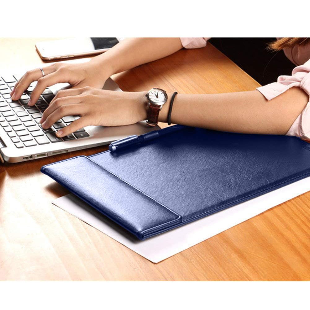 NJ Ultra Smooth PU Leather Clipboard, Business Meeting Magnetic Writing Pad with Pen Holder: BLUE
