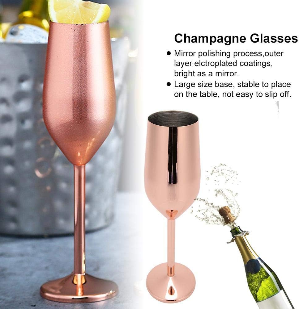 Copper Plated Champagne Flute, Stainless Steel Unbreakable Wine Glass, Shatterproof Drinking Cups for Bar and Home Party: Copper Finish