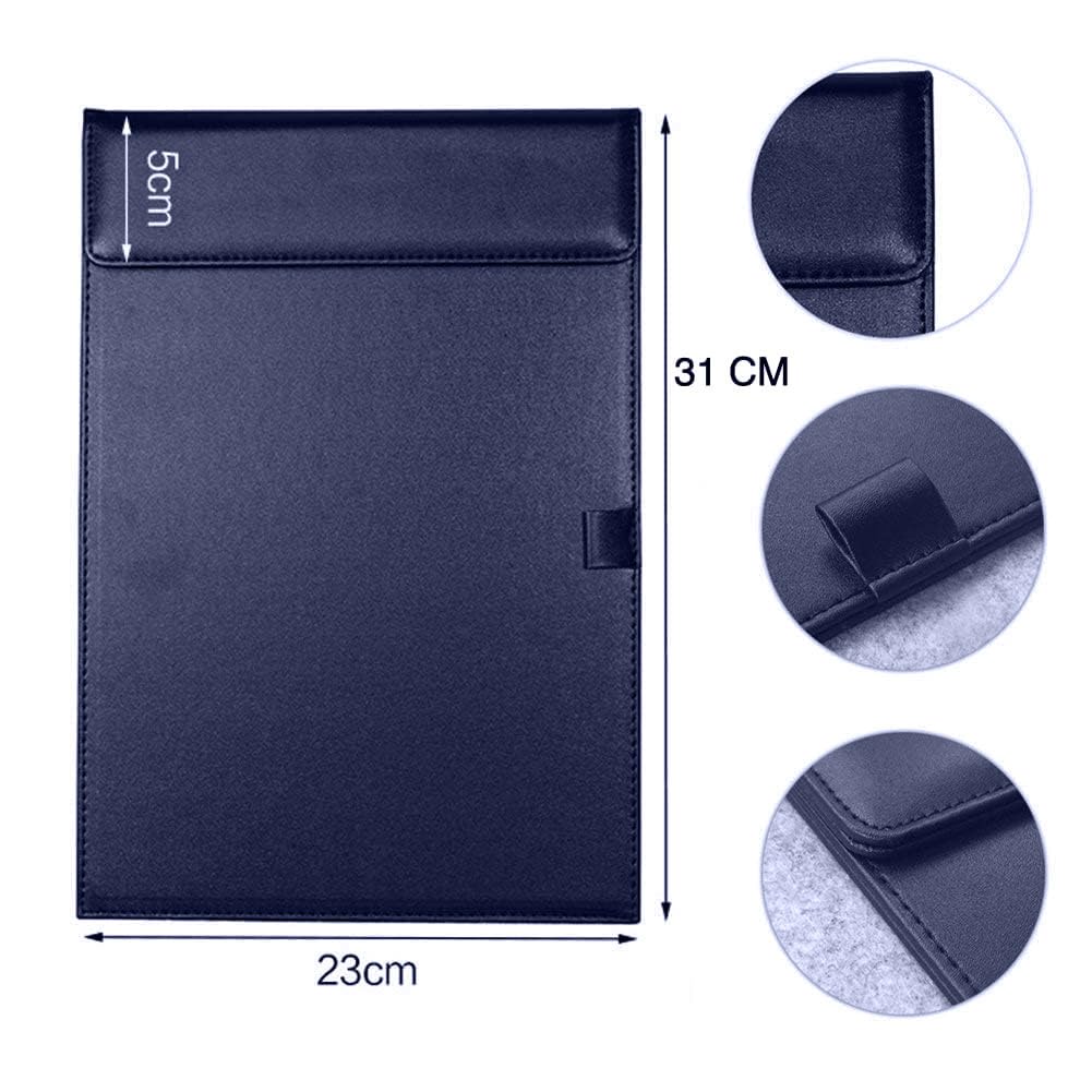 NJ Ultra Smooth PU Leather Clipboard, Business Meeting Magnetic Writing Pad with Pen Holder: BLUE