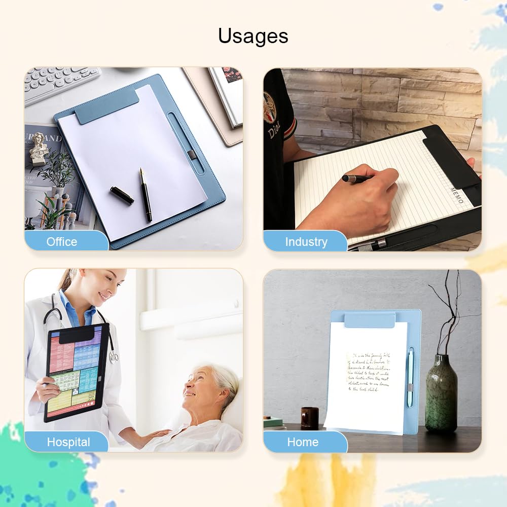 NJ PU Leather Magnetic Clipboard & Document Holder for Business Meetings 33x25 cm: GREY