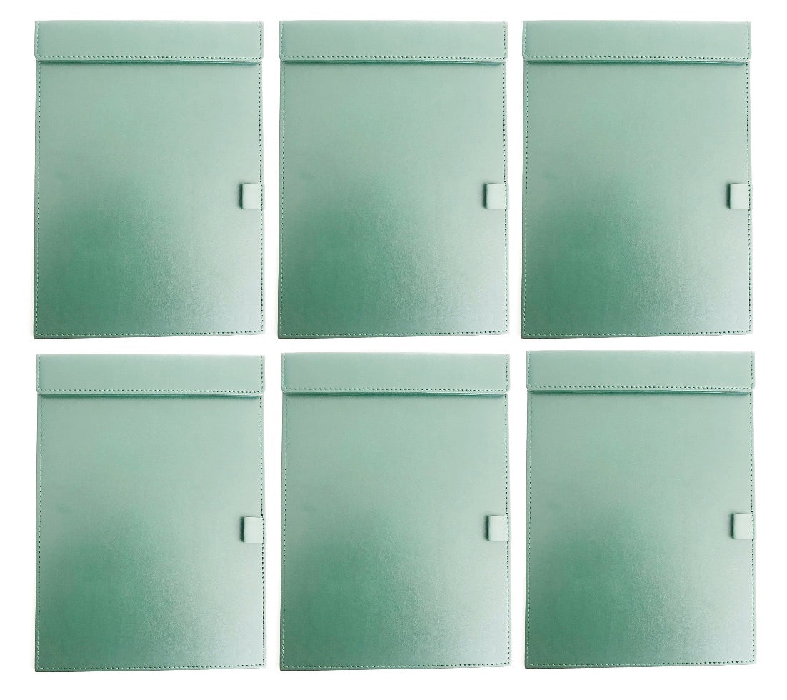 NJ Ultra Smooth PU Leather Clipboard, Business Meeting Magnetic Writing Pad with Pen Holder: Green