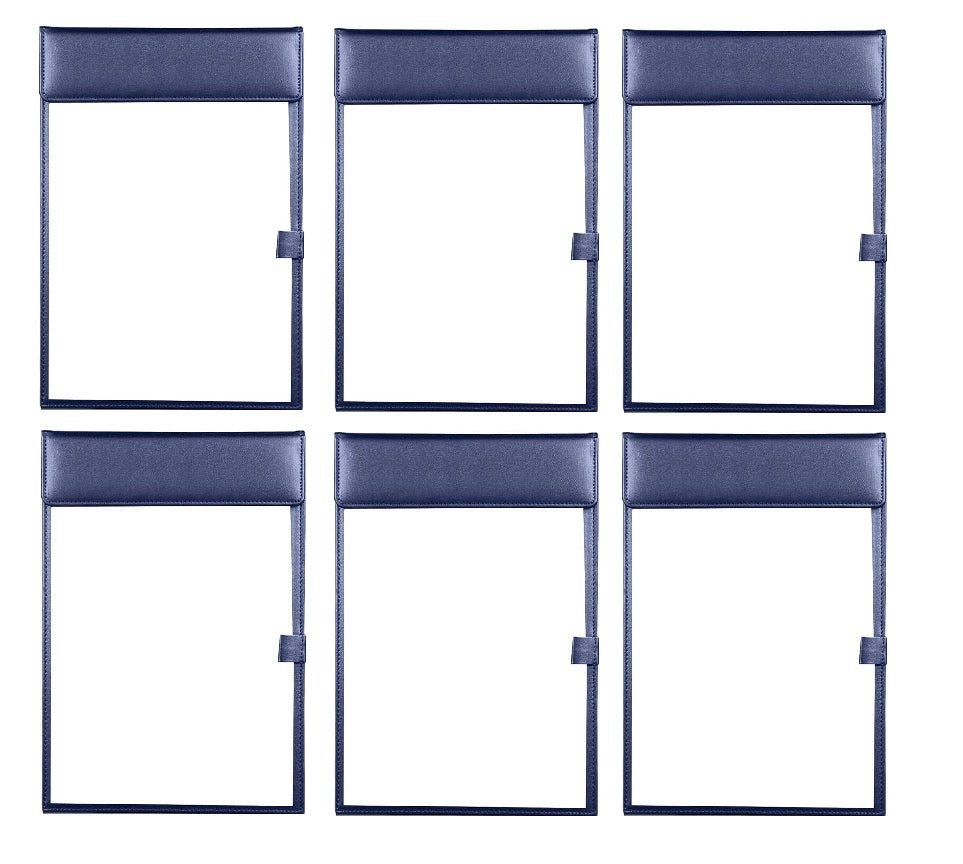NJ Ultra Smooth PU Leather Clipboard, Business Meeting Magnetic Writing Pad with Pen Holder: BLUE