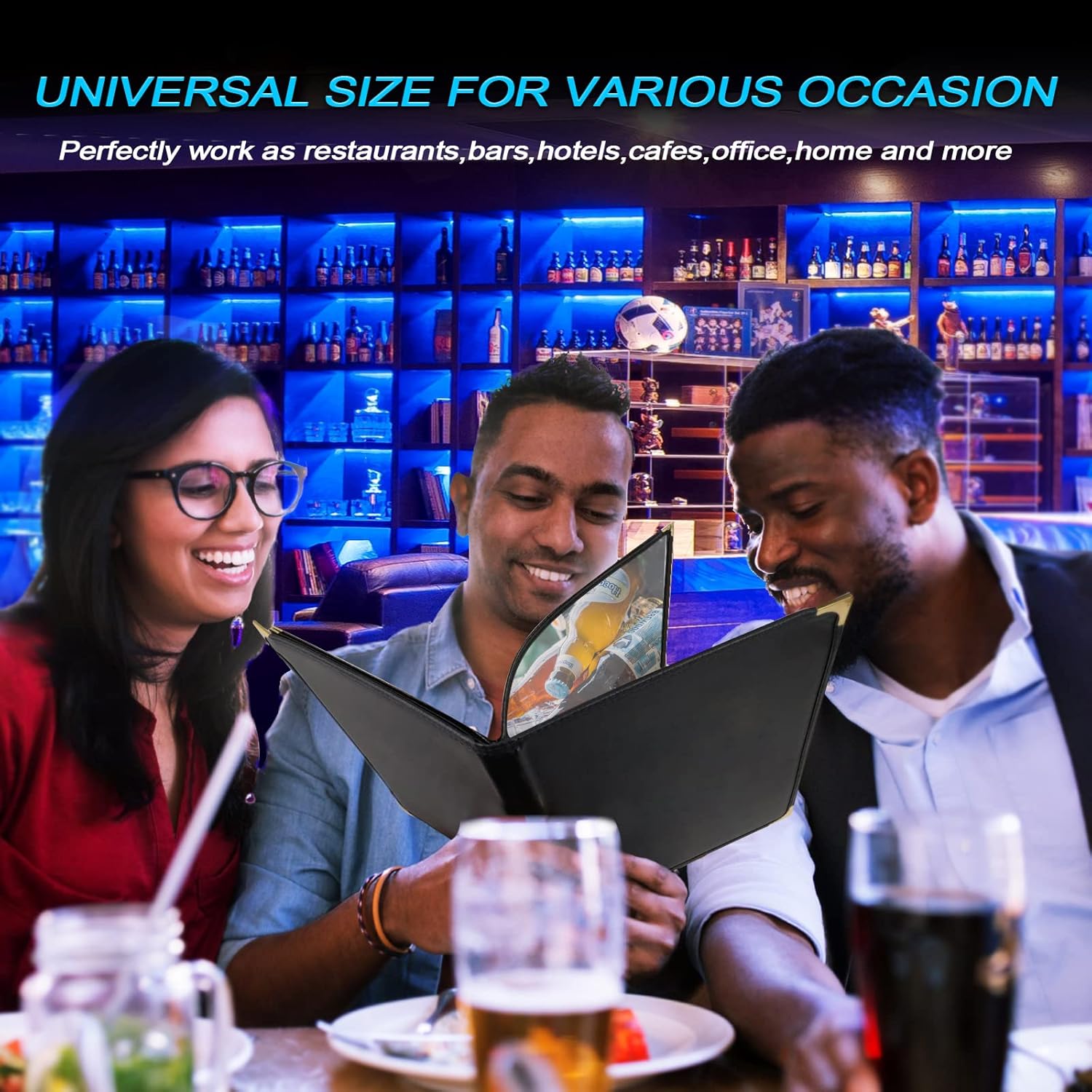 NJ Premium Transparent PVC Menu with Leather Cover - 10 View