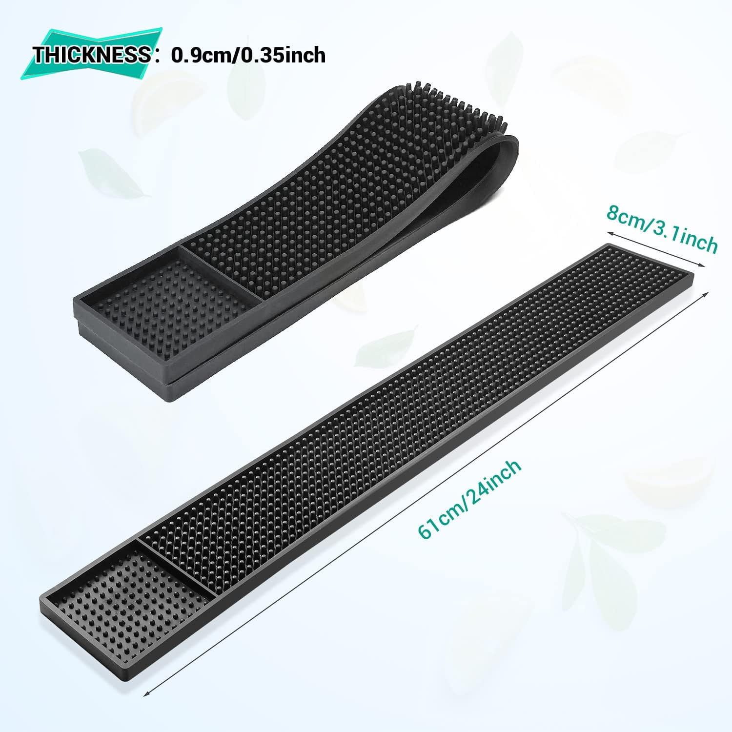 NJ Bar Mat, Non-Slip Bar mat, Bar Accessories, Cocktail Mixing Service PVC Rubber Drip Spill Mat, Bar Runners, Professional Bartender's Essential-Industrial and Home Kitchen Table 23.5x3": 2 Pcs.