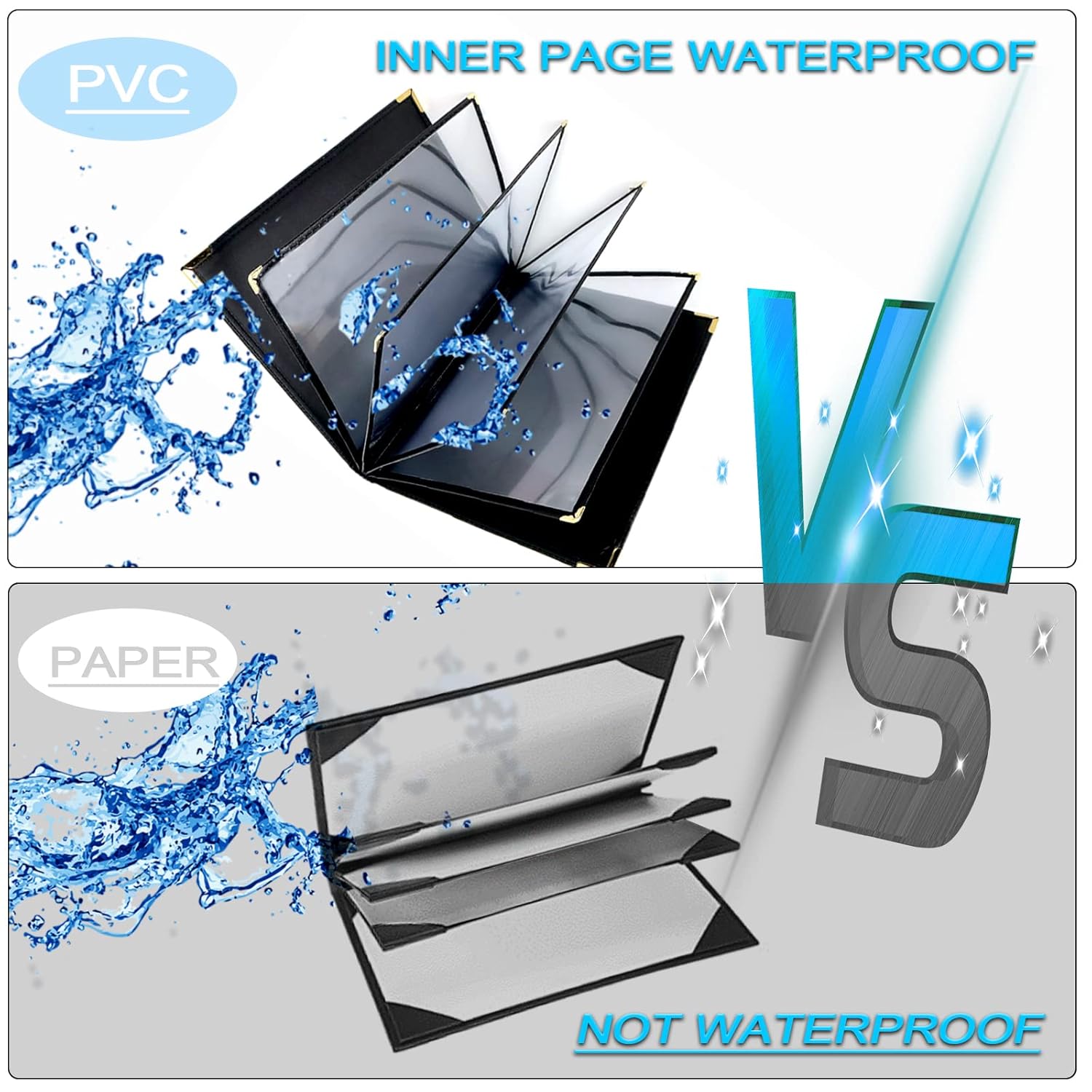 NJ Premium Transparent PVC Menu with Leather Cover - 10 View