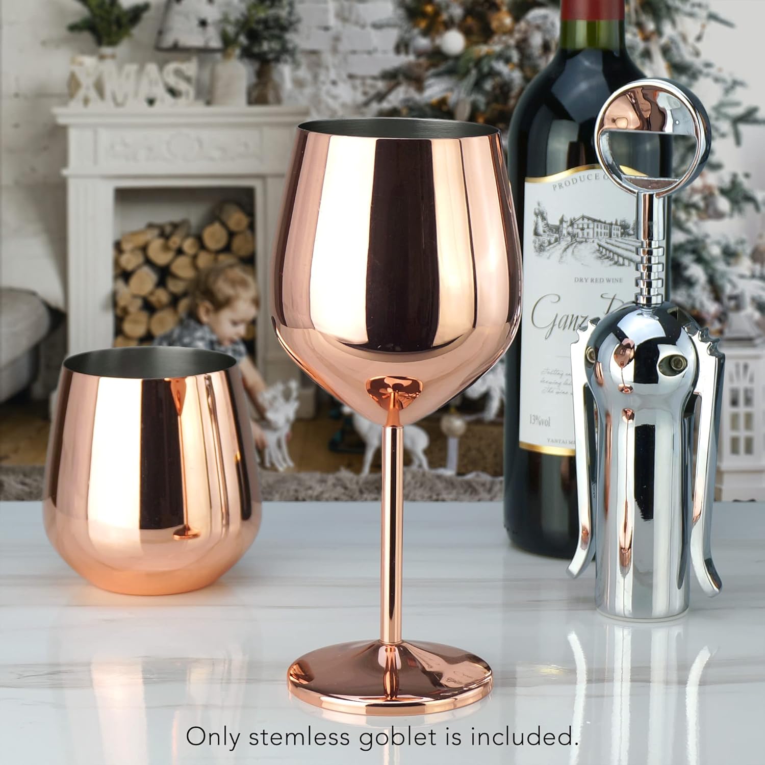 NJ Copper Wine Glasses, Shatter Proof Copper Coated Unbreakable Wine Glass Goblets, Premium Gift for Men and Women, Party Supplies - 360 ml : 2 Pcs