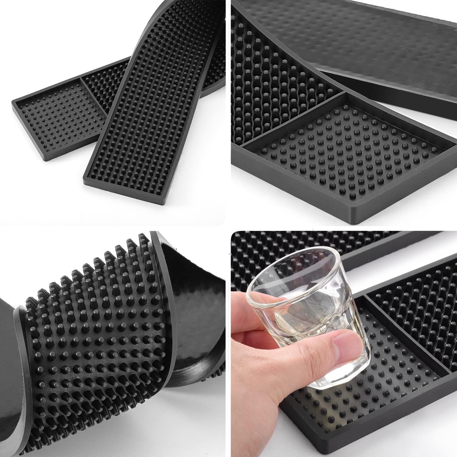 NJ Bar Mat, Non-Slip Bar mat, Bar Accessories, Cocktail Mixing Service PVC Rubber Drip Spill Mat, Bar Runners, Professional Bartender's Essential-Industrial and Home Kitchen Table 23.5x3": 2 Pcs.
