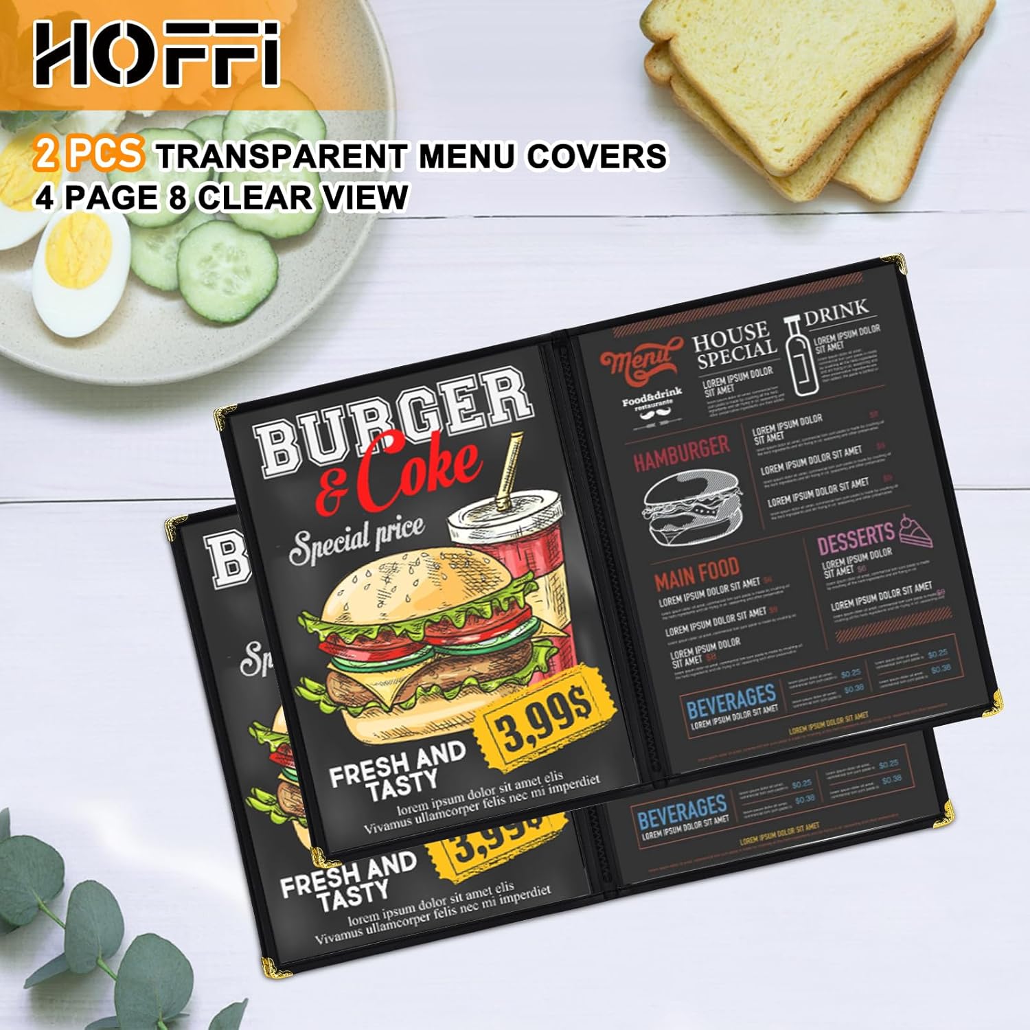 NJ Clear Transparent PVC Menu Cover : 8 View