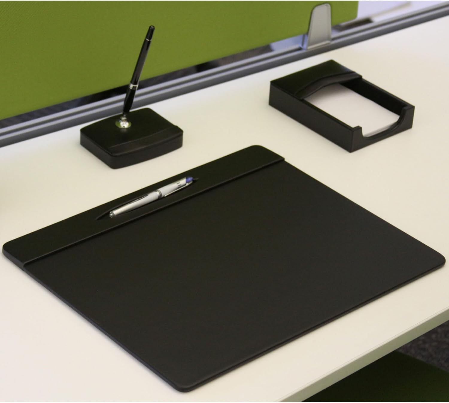 NJ Large Rectangle A3 Desk Writing Pad & Drawing Board Writing Pad Tablet with Magnetic Paper Clip for Hotel Front Desk, Planner with Pen Slot, Reception Desk, Blotter: 18x14": BLACK