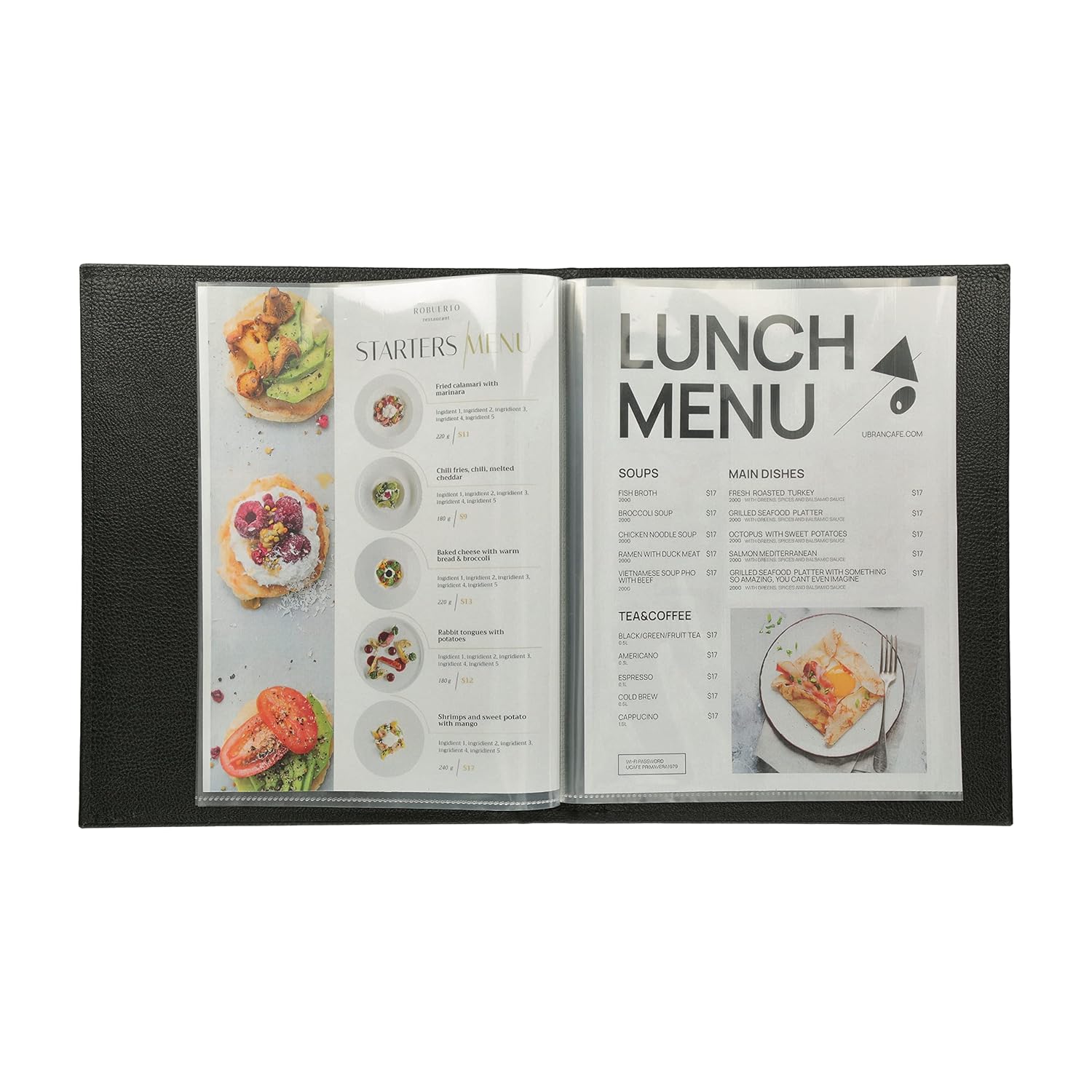 NJ Restaurant Menu Covers Holders screw fitting 9x12" Inches