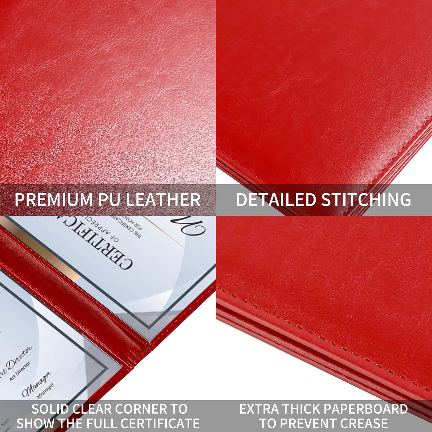 NJ Restaurant Leather Menu Cover Holder 9x12" Inches: 2 View folder: RED