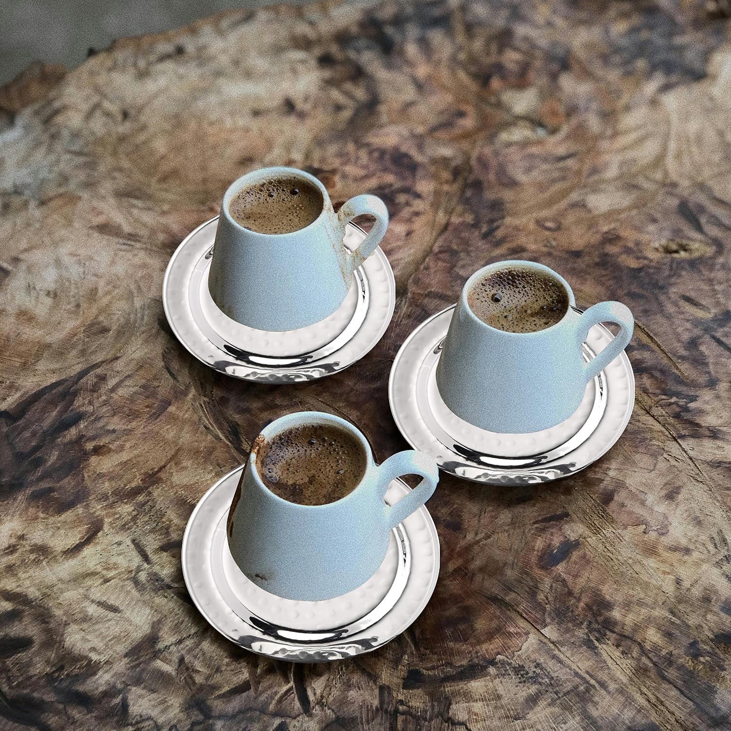 NJ Stainless Steel Hammered Drink Coasters Set of 6,  Lightweight Table Protection for Hot and Cold Drinks: 6 Pcs Set