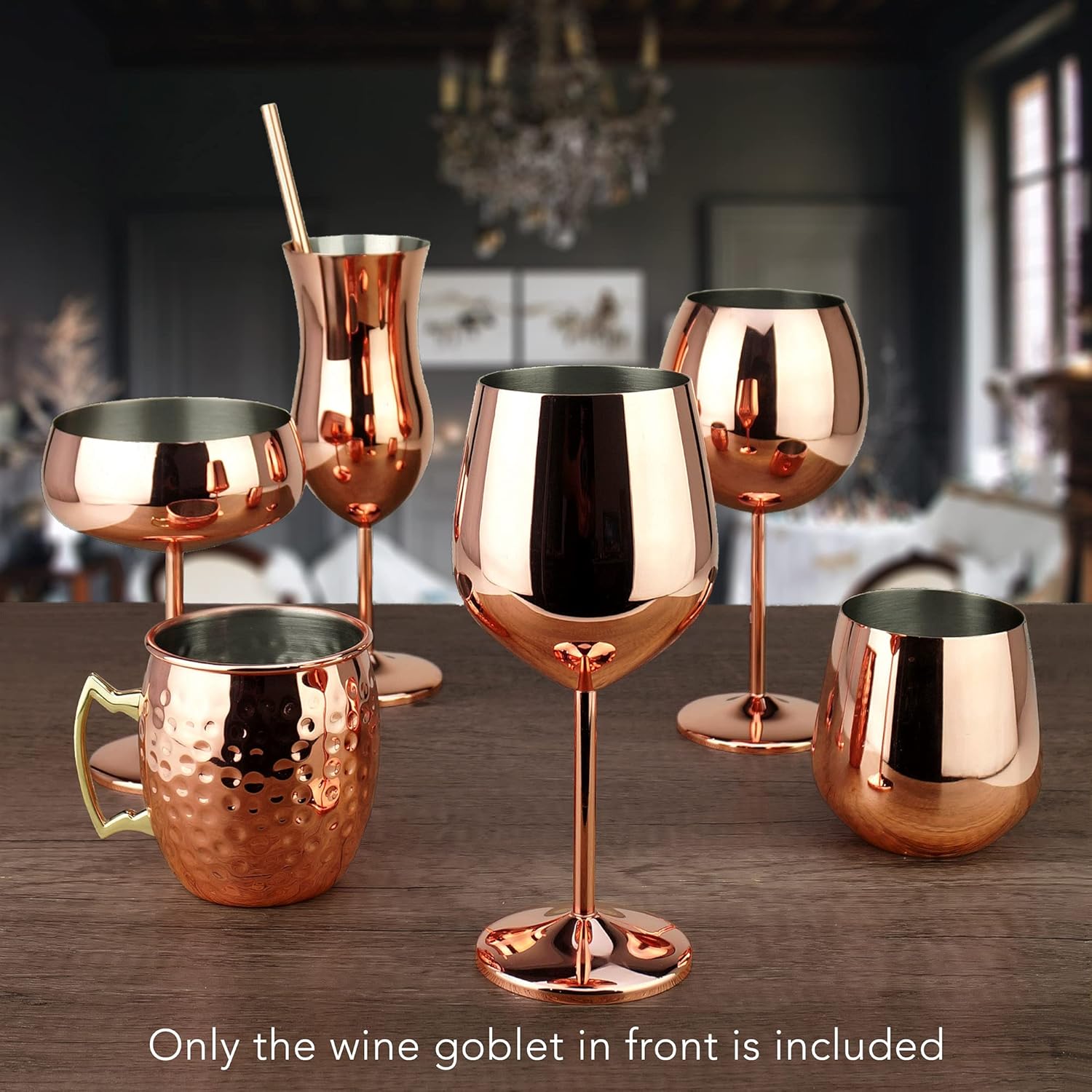 NJ Copper Wine Glasses, Shatter Proof Copper Coated Unbreakable Wine Glass Goblets, Premium Gift for Men and Women, Party Supplies - 360 ml : 2 Pcs