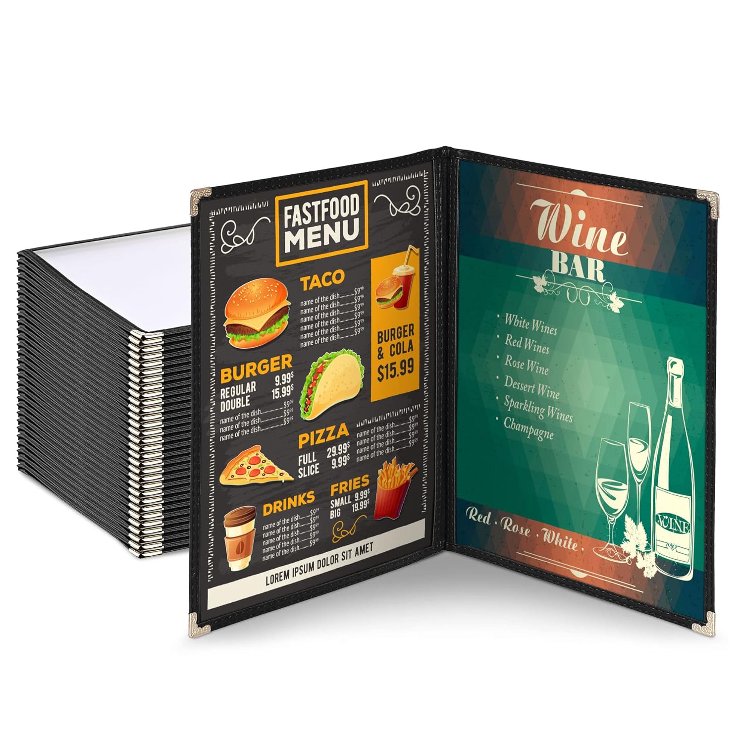 NJ Clear Transparent PVC Menu Cover : 4 View