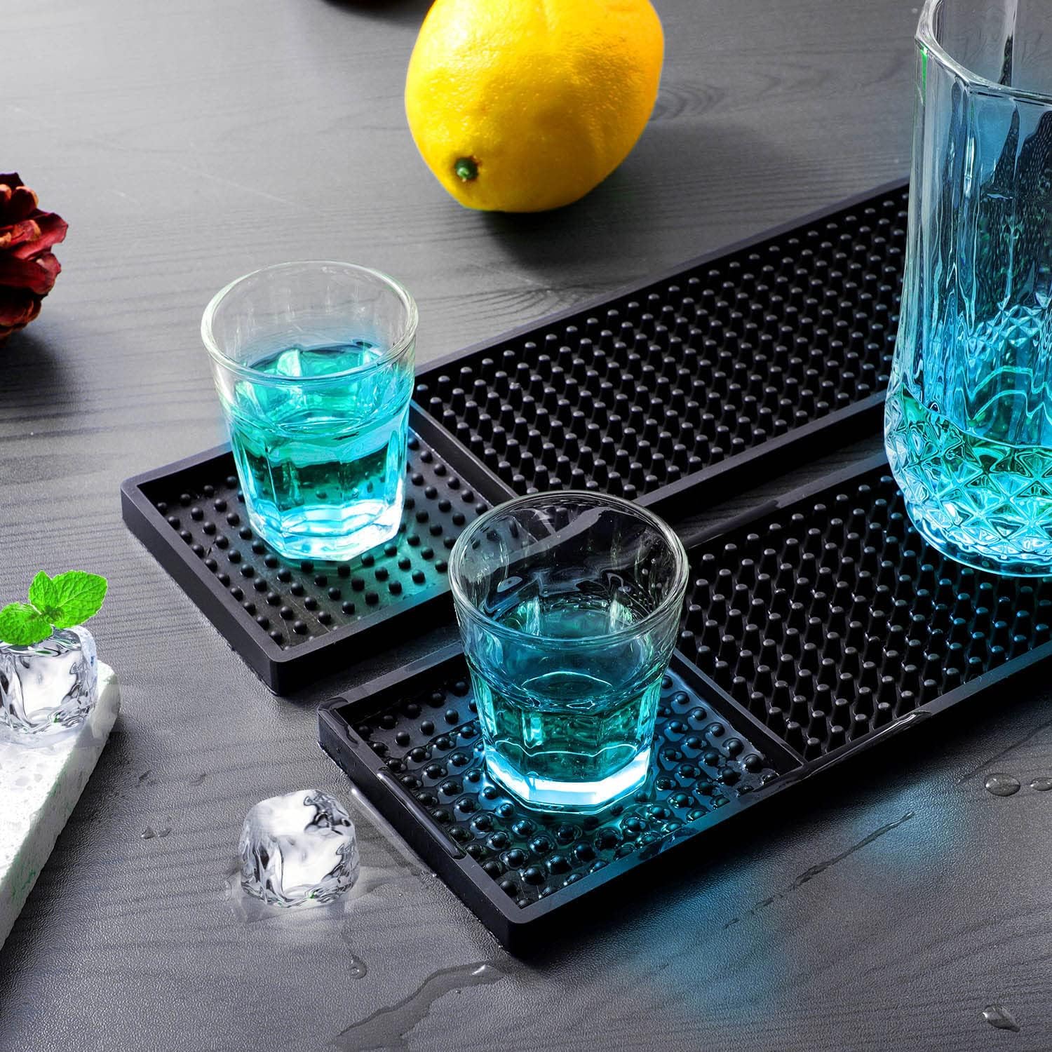 NJ Bar Mat, Non-Slip Bar mat, Bar Accessories, Cocktail Mixing Service PVC Rubber Drip Spill Mat, Bar Runners, Professional Bartender's Essential-Industrial and Home Kitchen Table 23.5x3": 2 Pcs.