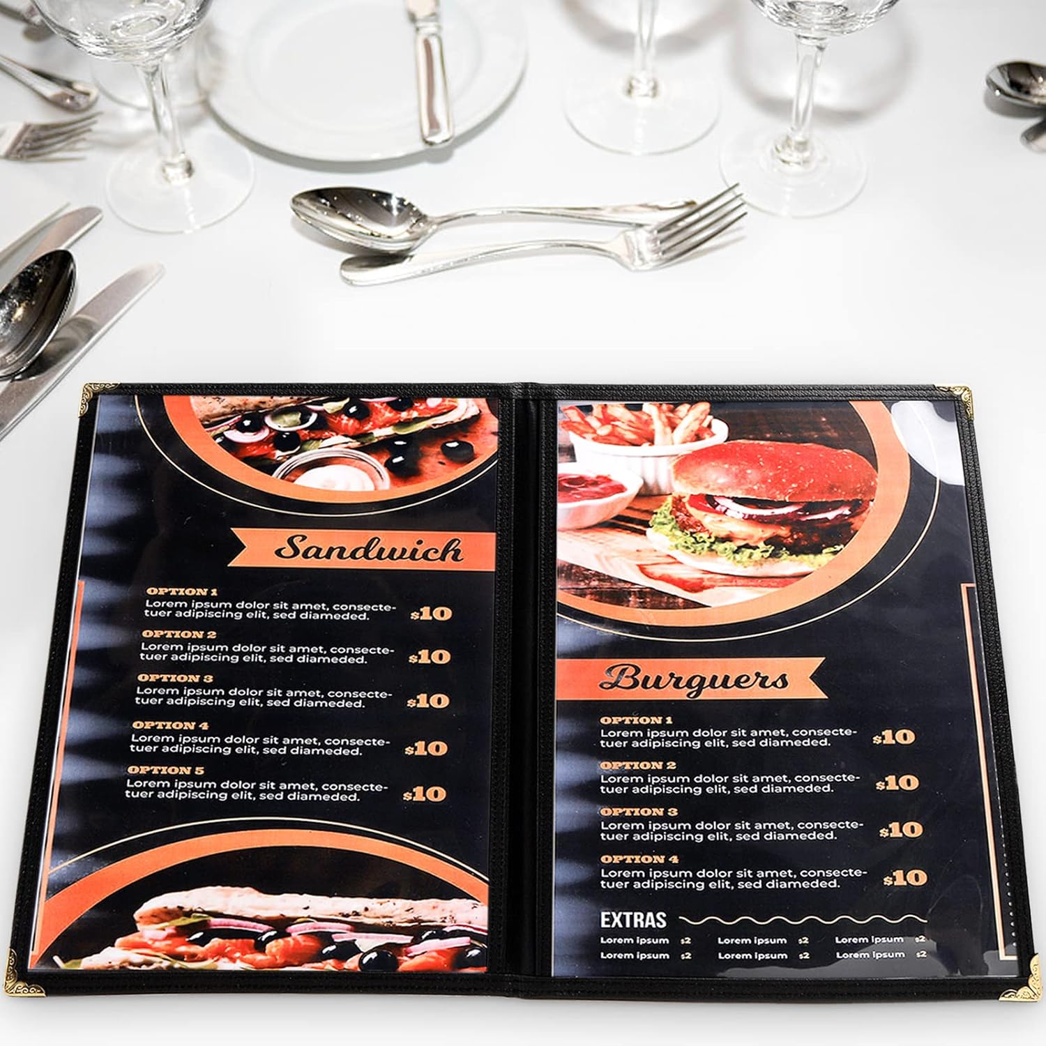 NJ Clear Transparent PVC Menu Cover : 4 View
