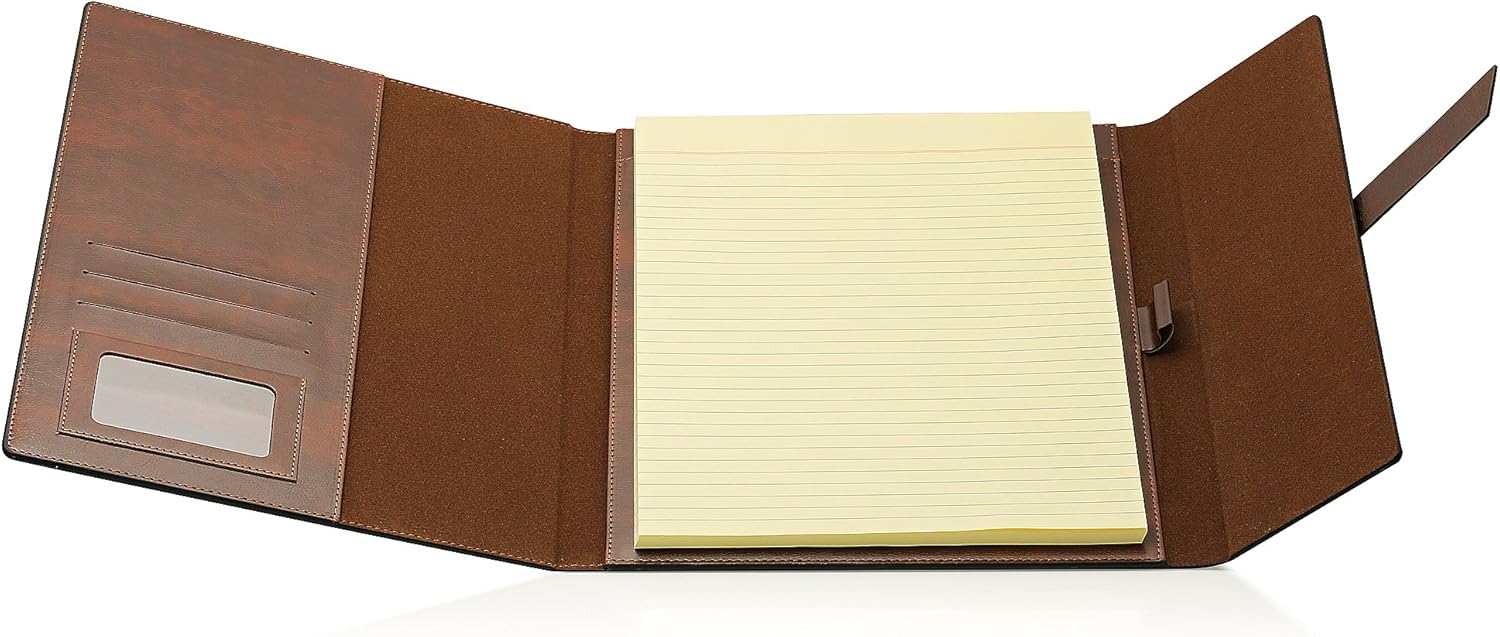 NJ Note Pad Portfolio Folder, Conference Document Holder for A4 Note Pads: BROWN