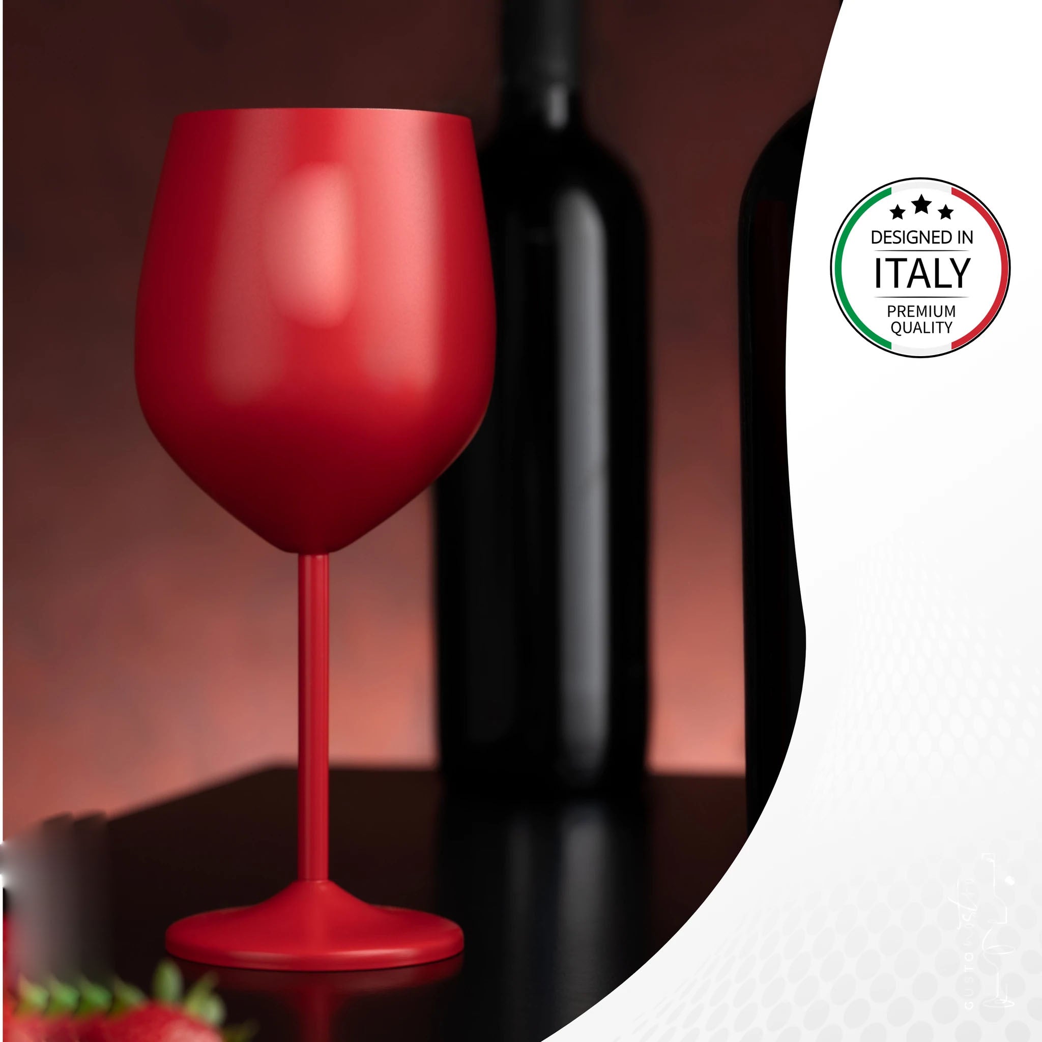 NJ Red Wine Glasses, Shatter Proof Red Coated Steel Unbreakable Wine Glass Goblets, Gift for Men and Women, Party Supplies - 350 ml: Set of 2 Pcs