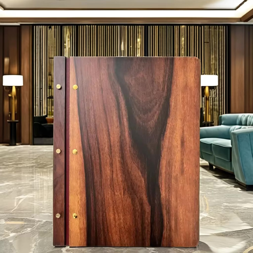 NJ Premium Wooden Menu Cover Natural Look