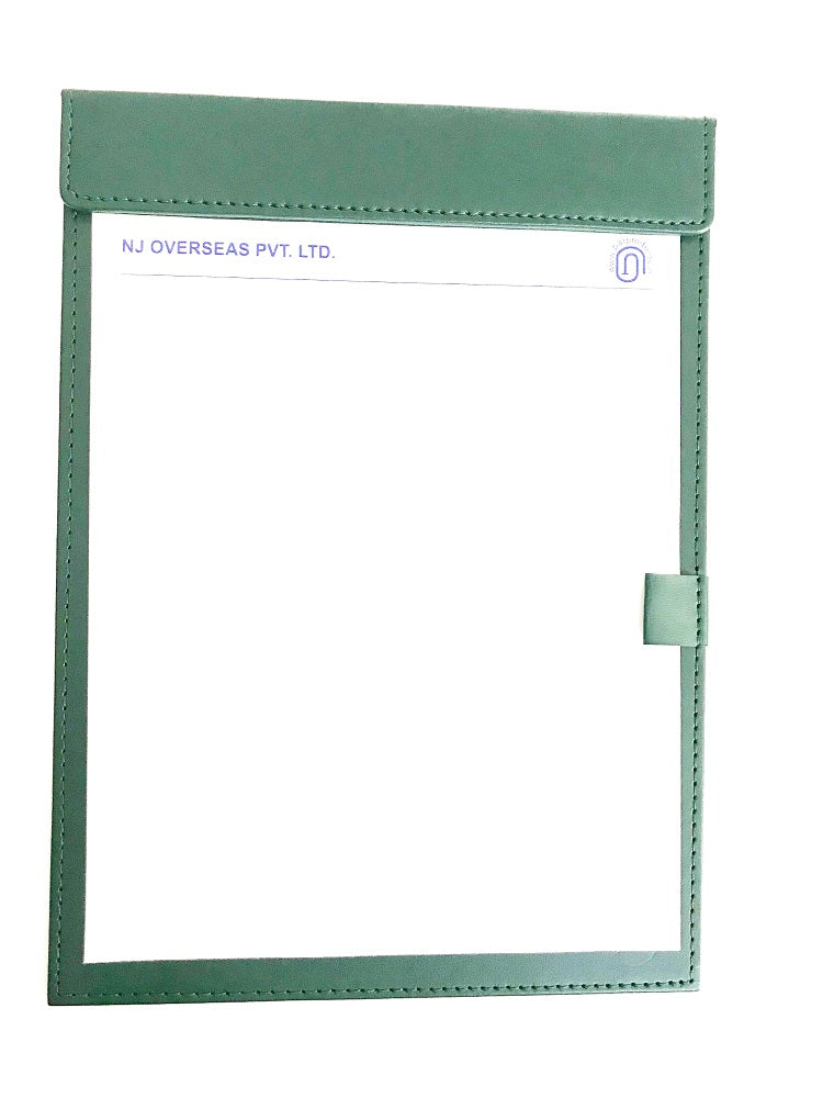 NJ Ultra Smooth PU Leather Clipboard, Business Meeting Magnetic Writing Pad with Pen Holder: Green