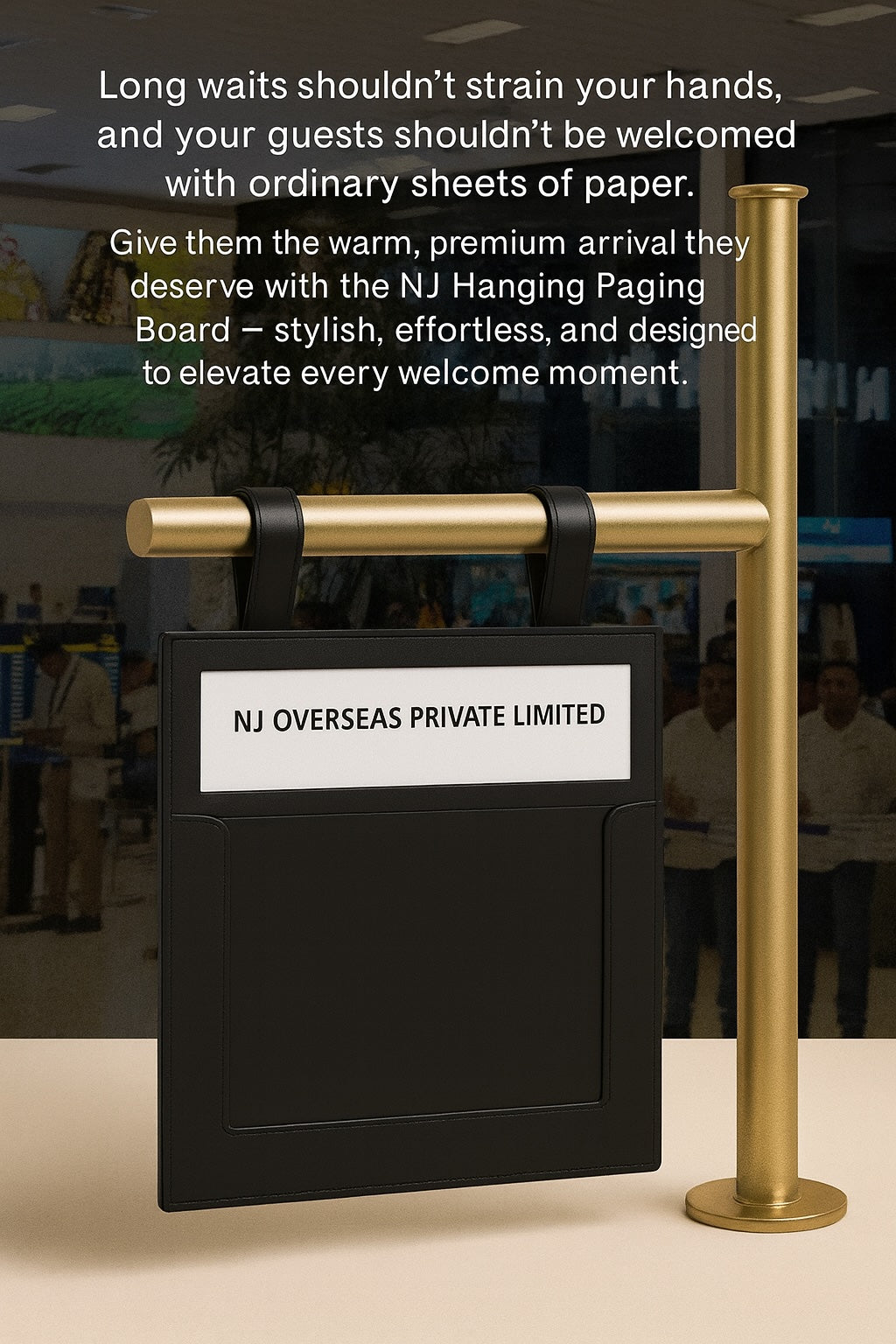 NJ Guest Paging Board – Airport Name Display & Welcome Sign for Guest Pickup | Travel Paging Board for Tour Operators, Chauffeurs & Hotels, Hanging Paging Board