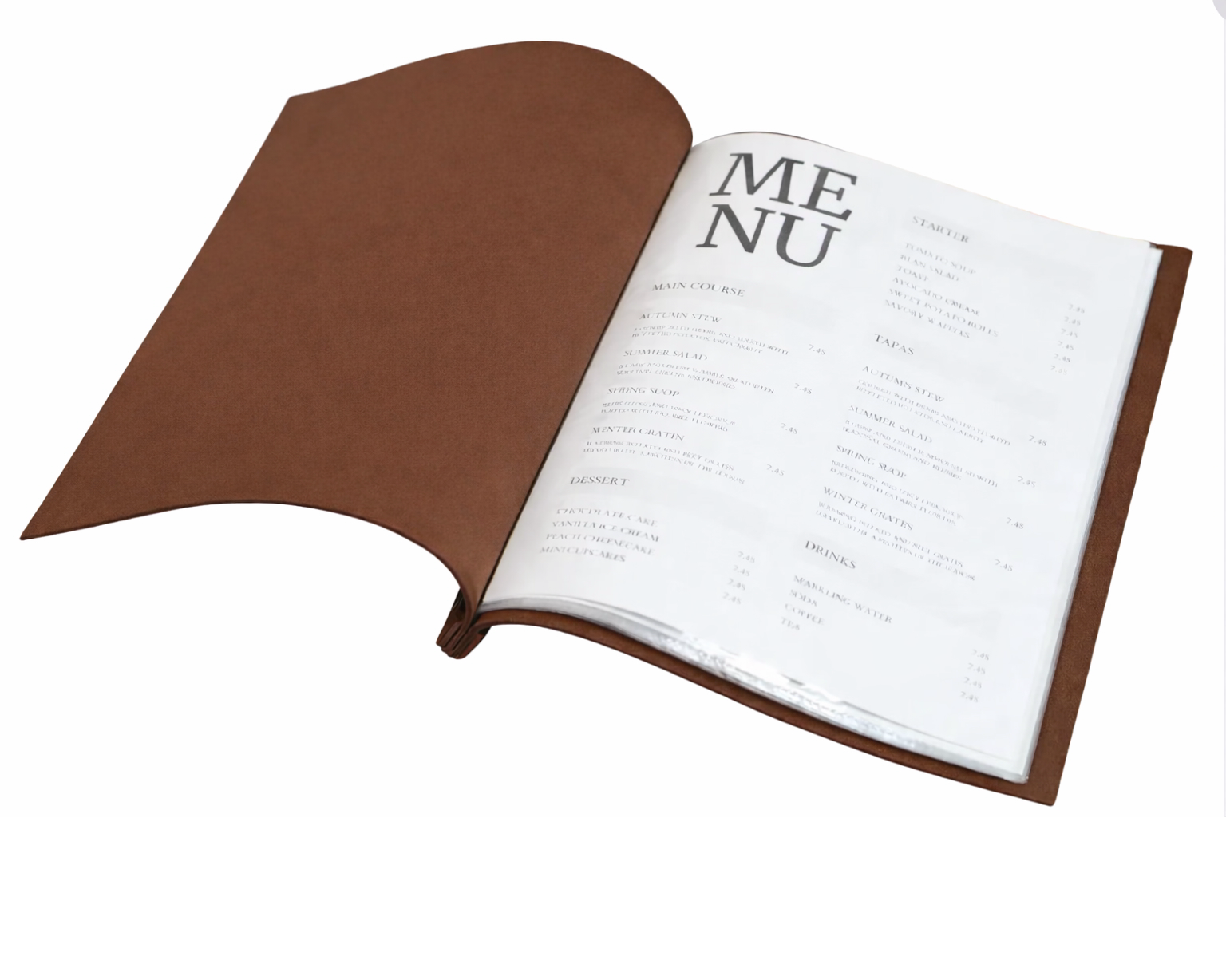 NJ Restaurant Leather Menu Cover Holder 9x12" Inches with External wooden Screw