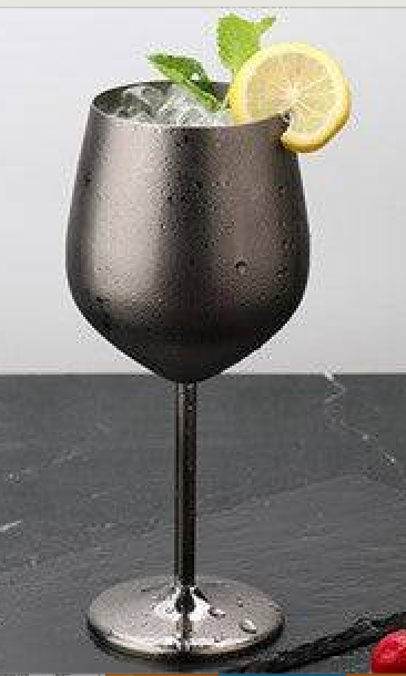 Stainless Steel Wine Glasses - Unbreakable Goblets: Black Finish