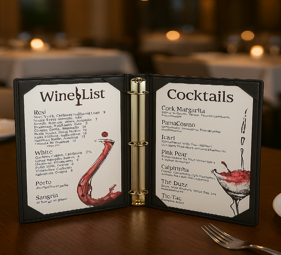 NJ Leather Book Style Double Fold Panel Menu Cover Folder, Restaurant Menu Covers: A4 Size