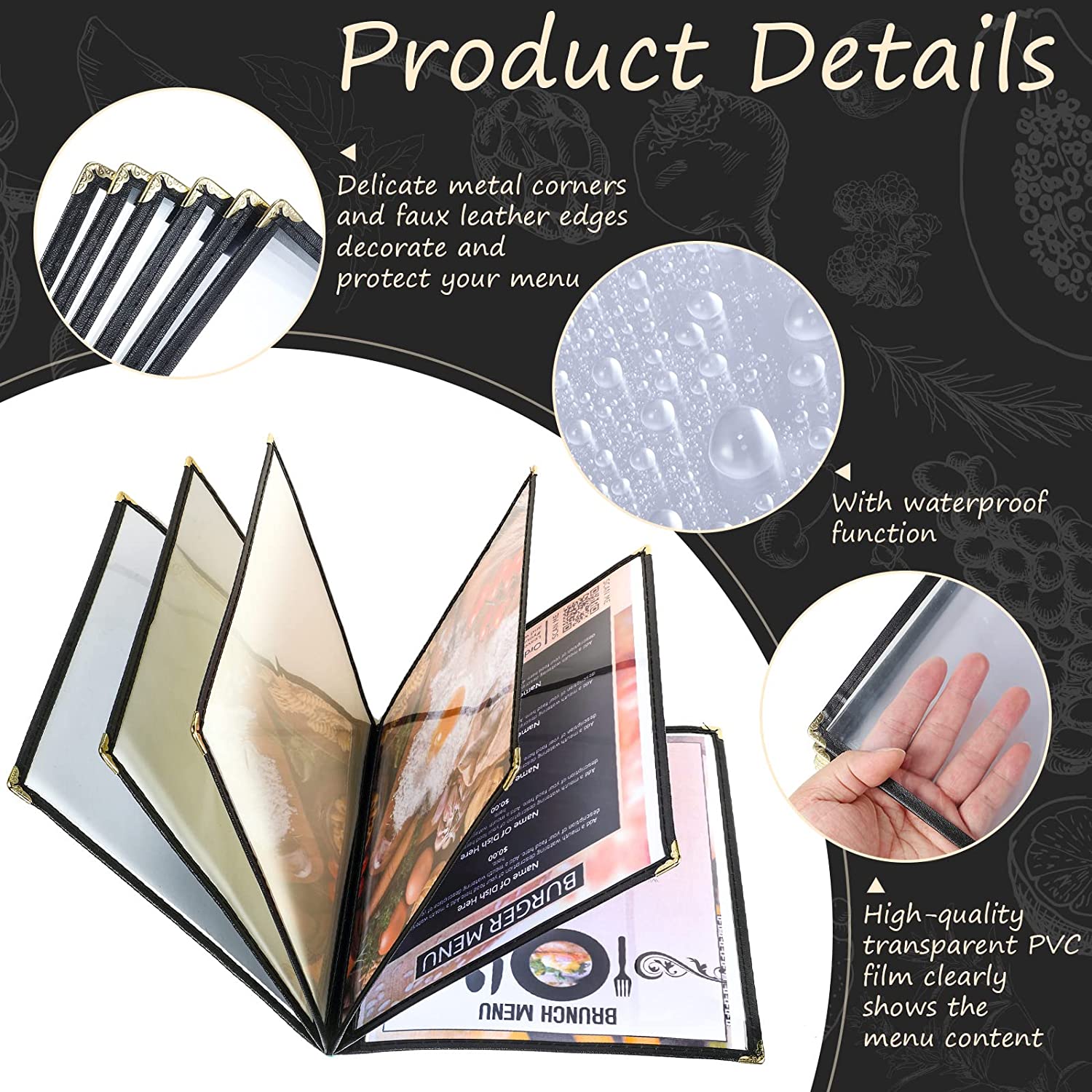 NJ Clear Transparent PVC Menu Cover : 12 View