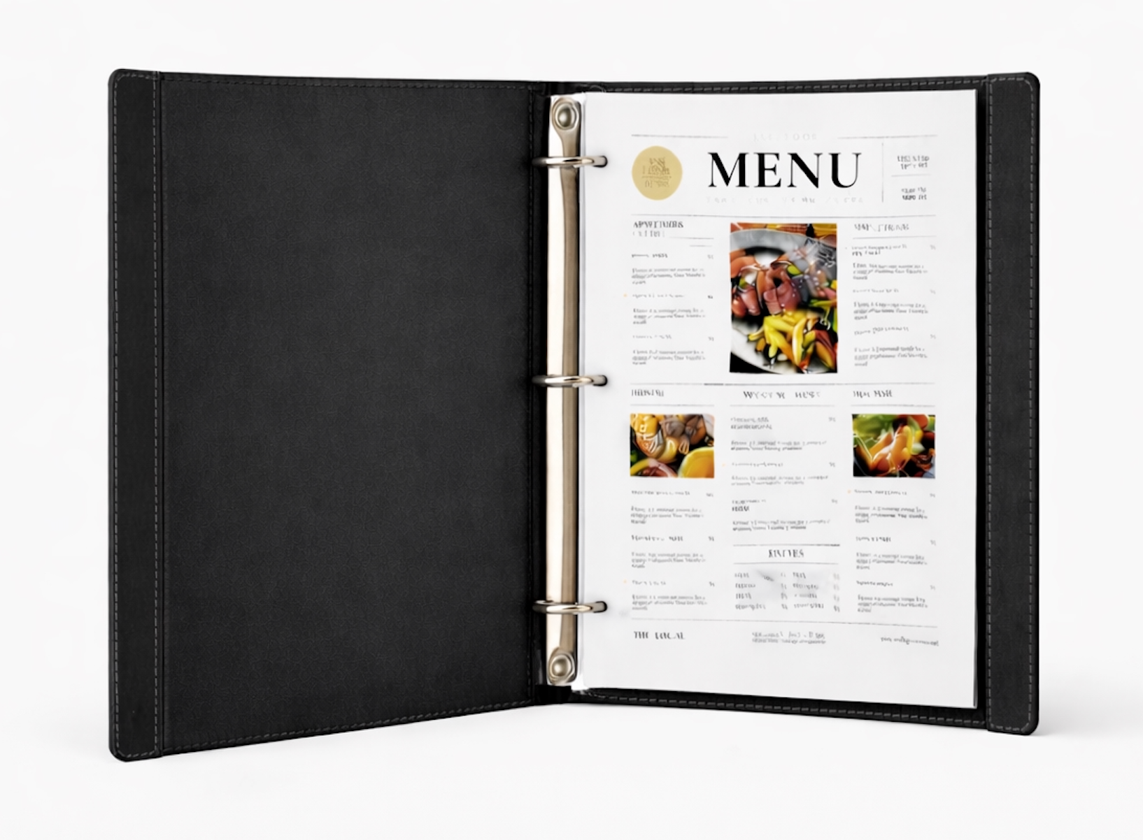 NJ Premium Restaurant Leather Menu Cover Holder 9x12" Inches with Binder